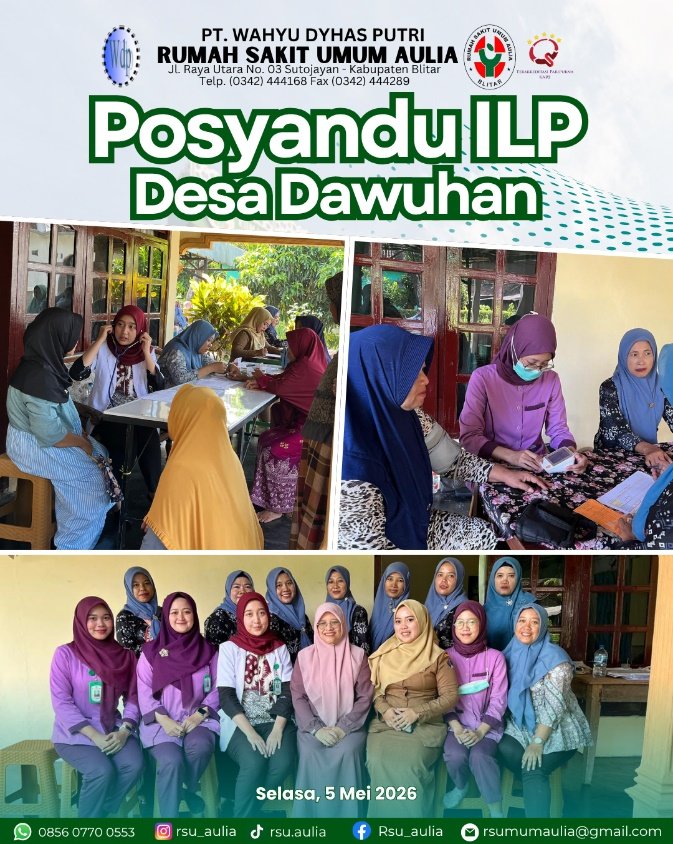 Poster kegiatan Posyandu ILP Desa Dawuhan bersama tim RSU Aulia